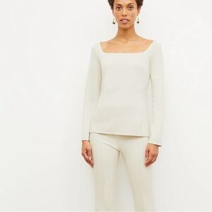 MM Lafleur The Jace Top Washable Italian Ponte Pearl Shirt Square Neck Sz S